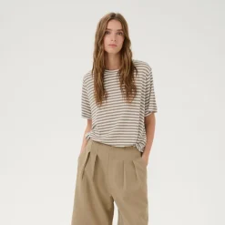 My Essential Wardrobe Lisa Striped Tee Major Brown Striped^Dame Overdele