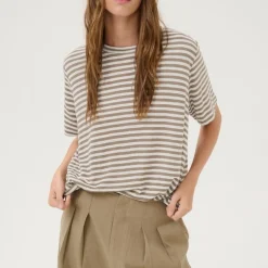 My Essential Wardrobe Lisa Striped Tee Major Brown Striped^Dame Overdele