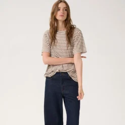 My Essential Wardrobe Lisa Striped Tee Major Brown Striped^Dame Overdele