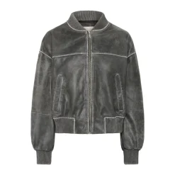 My Essential Wardrobe MattyMW Leather Bomber Jacket Medium Grey Retro Wash^Dame Overtøj