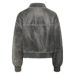 My Essential Wardrobe MattyMW Leather Bomber Jacket Medium Grey Retro Wash^Dame Overtøj