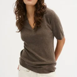 My Essential Wardrobe Polly Polo Blouse Major Brown Melange^Dame Overdele