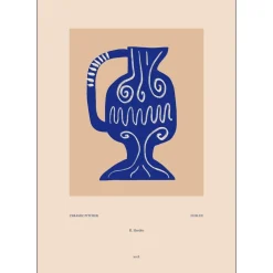 Poster & Frame Ceramic Pitcher In Blue A4^ Andet Boligtilbehør|Illustrationer & Plakater
