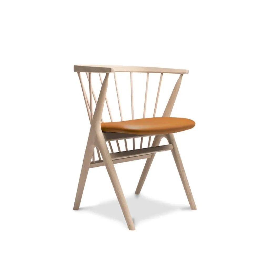 Sibast Furniture No 8 Chair Hvidolieret Eg Cognac Brandy Læder^ Stue|Stole
