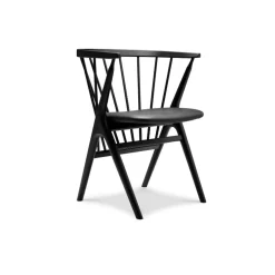 Sibast Furniture No 8 Chair Sortlakeret Bøg Sort Saga Læder^ Stue|Stole