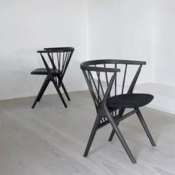 Sibast Furniture No 8 Chair Sortlakeret Bøg Sort Saga Læder^ Stue|Stole