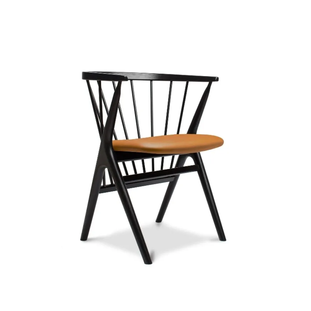 Sibast Furniture No 8 Chair Sortlakeret Eg Ultra Brandy Læder^ Stue|Stole