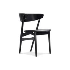 Sibast Furniture No 7 Dining Chair Sortlakeret Eg Sort Saga Læder^ Stue|Stole