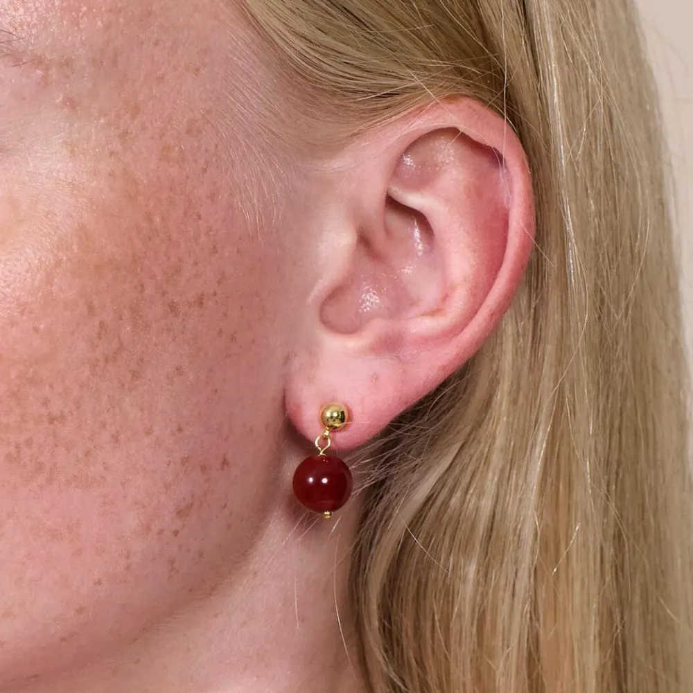 Soï Krystal Nora Øreringe Rød Jade^Dame Accessories|Smykker