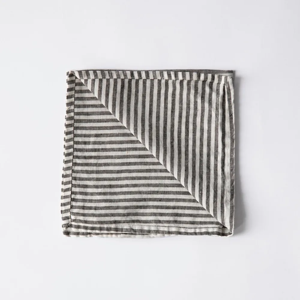 Tell Me More Linen Napkin Grey/White^ Køkkentekstiler