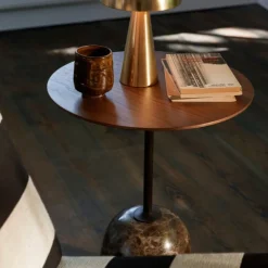 &Tradition LN8 Lato Bord Warm Black/Valnød Ø40 cm^ Borde