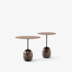 &Tradition LN9 Lato Bord Warm Black/Valnød Ø50 cm^ Borde