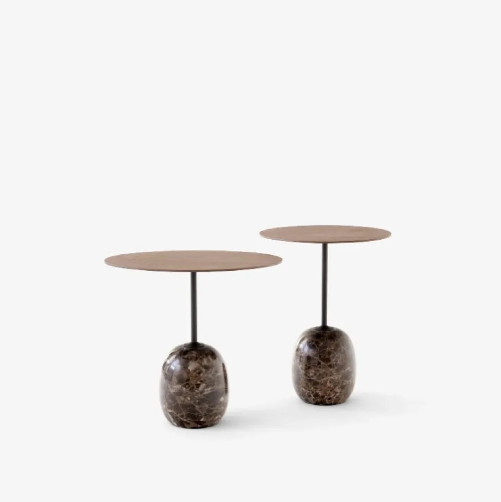 &Tradition LN9 Lato Bord Warm Black/Valnød Ø50 cm^ Borde