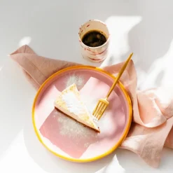 Val Pottery Jose Plate Pink/Yellow Edge^ Køkken|Keramik & Porcelæn