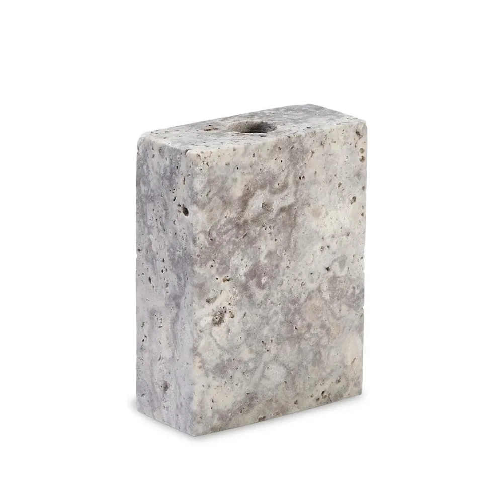 Wabi Sabi Nordic Epode Lysestage (1) Travertin Silver^ Lysestager