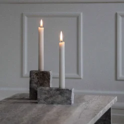 Wabi Sabi Nordic Epode Lysestage (2) Travertin Silver^ Lysestager