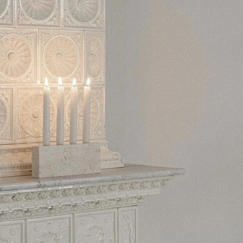 Wabi Sabi Nordic Epode Lysestage (4) Travertin^ Adventsstager|Andet Boligtilbehør