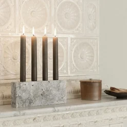 Wabi Sabi Nordic Epode Lysestage (4) Travertin Silver^ Adventsstager|Lysestager