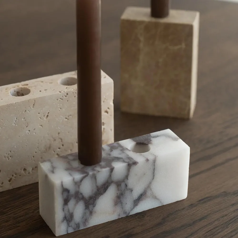 Wabi Sabi Nordic Epode Lysestage (2) Calacatta Violetta^ Andet Boligtilbehør|Lysestager