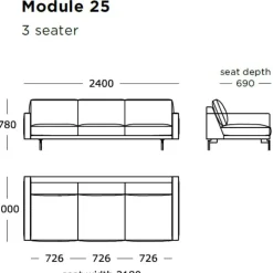Wendelbo Edge V1 3-Pers. Sofa Sort Faith Læder^ Sofaer|Stue