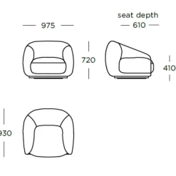 Wendelbo Montholon Loungestol Cuddle col. 06^ Stole|Stue